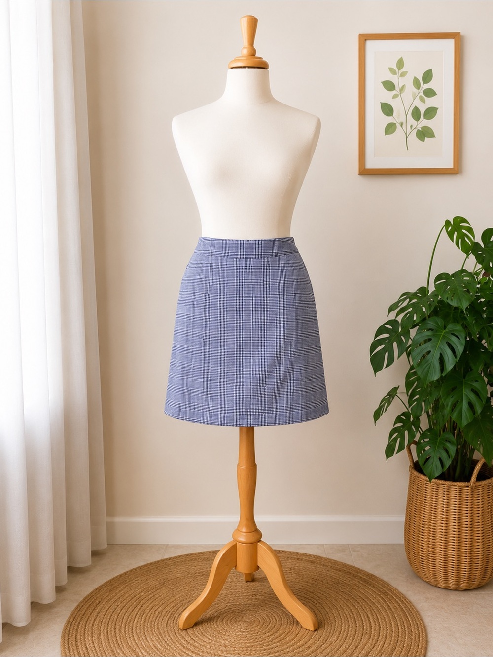 Peter Millar Blue & White Houndstooth Plaid Check Golf Skort